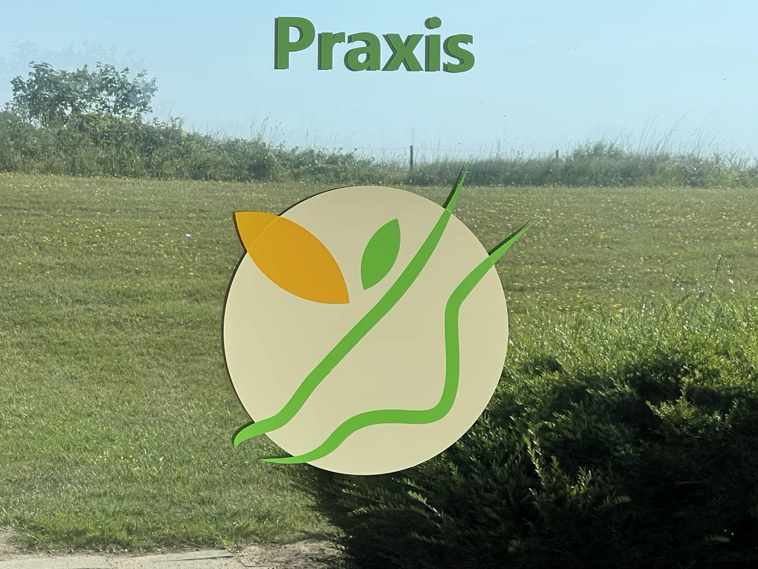 Logo der Podologischen Praxis am Praxisfenster